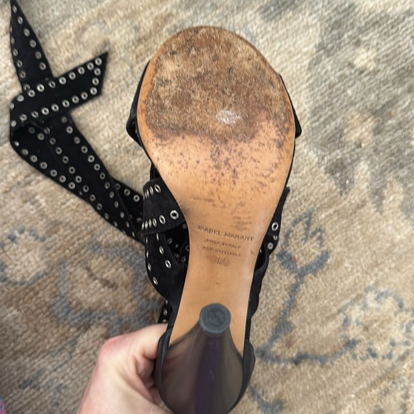 Isabel Marat Ayden Black Suede Rivet Wraped Heels - Size 40 - Picture 4 of 6